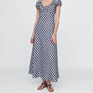 Gap × DÔEN 100% Linen Gingham Midi Dress